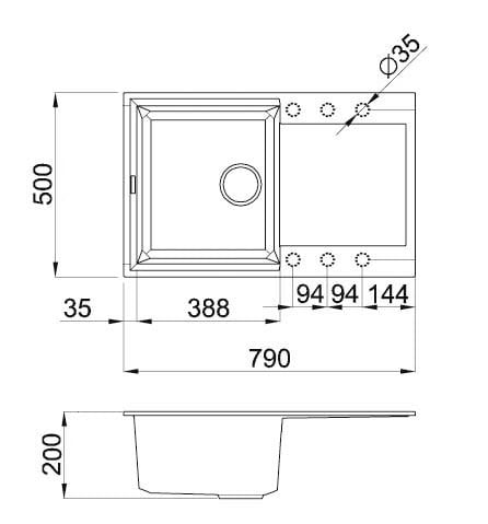 Мойка для кухни Stella Metra гранитная Черный - фото 3