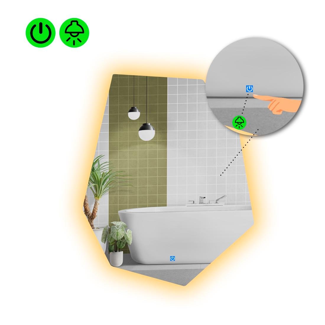 Дзеркало з LED підсвіткою Montagna 2 із сенсорною кнопкою управління 80x60 см (8738221)