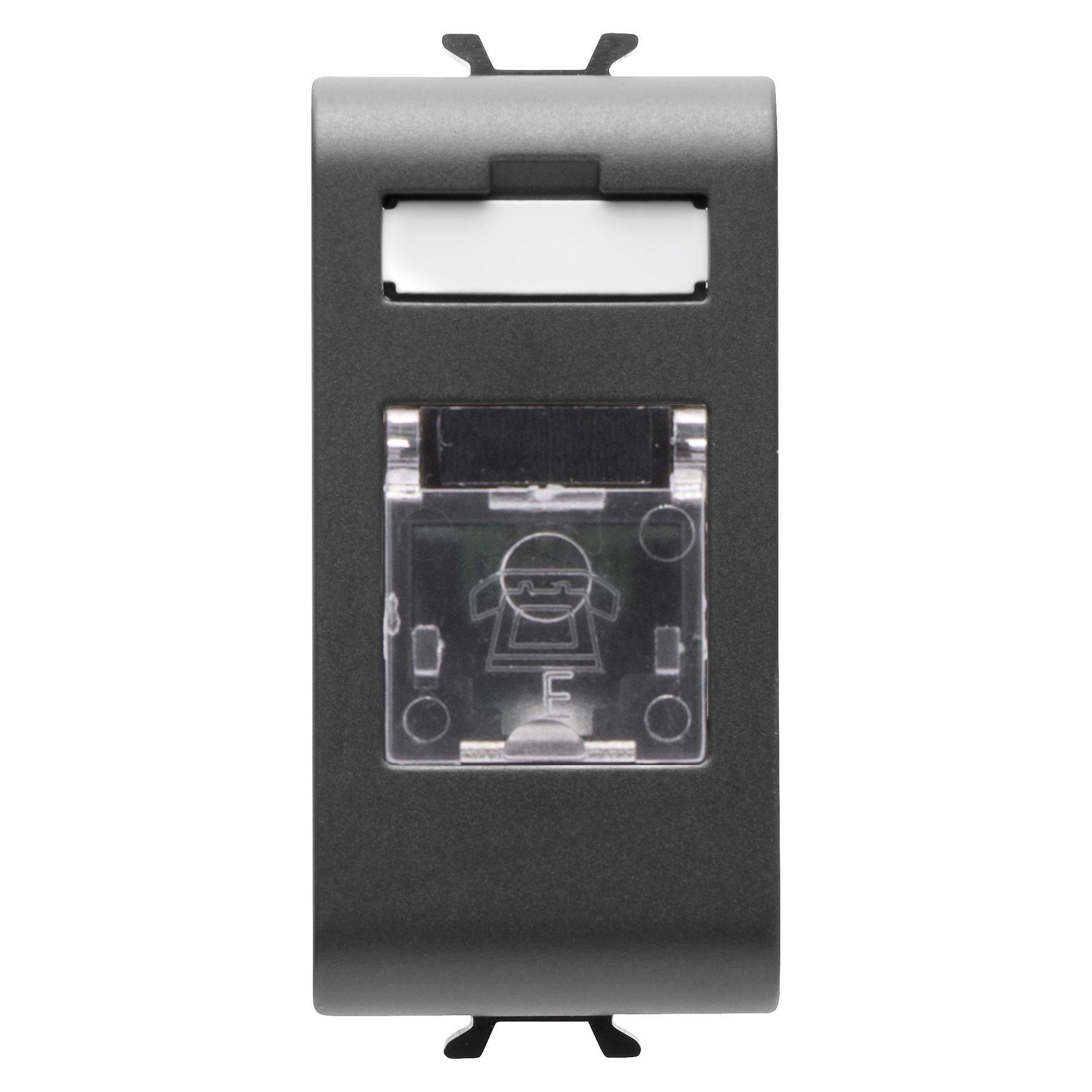 Розетка телефонна Gewiss Chorusmart RJ11 1 модуль технополімер Чорний (GW12401)