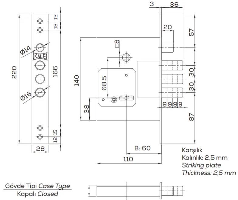 Замок сувальдный Kale 257LX планки с покрытием хром с дополнительным ригелем 5 ключей бексет 60 мм (1-30182) - фото 3 Замок сувальдный Kale 257LX планки с покрытием хром с дополнительным ригелем 5 ключей бексет 60 мм (1-30182) - фото 3
