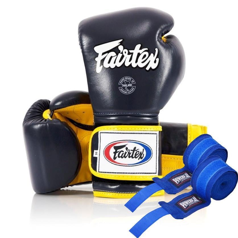 Боксерские перчатки FAIRTEX BGV9 Mexican 18 бинтов бинтов в комплекте Blue/Yellow (3019820683)