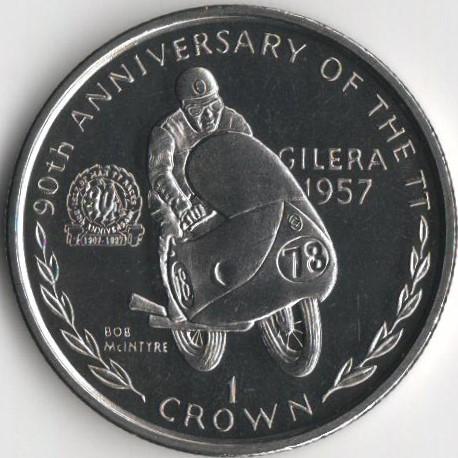 Коллекционная монета Остров Мэн 1 крона 1997 года Мотосерия ТТ Мотоцикл Gilera 1957 UNC (KM#786) Коллекционная монета Остров Мэн 1 крона 1997 года Мотосерия ТТ Мотоцикл Gilera 1957 UNC (KM#786)