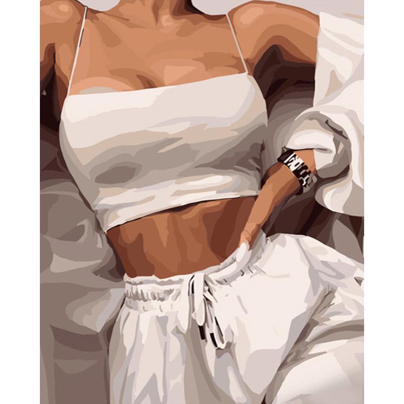 Картина по номерам Strateg Премиум Стиль в белом 40х50 см (GS617)