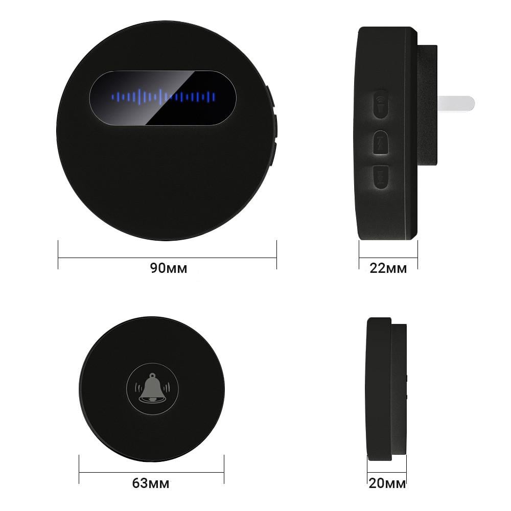 Дверной звонок беспроводной Digital Lion WDB-06 с автономной кнопкой до 180 м Черный - фото 2