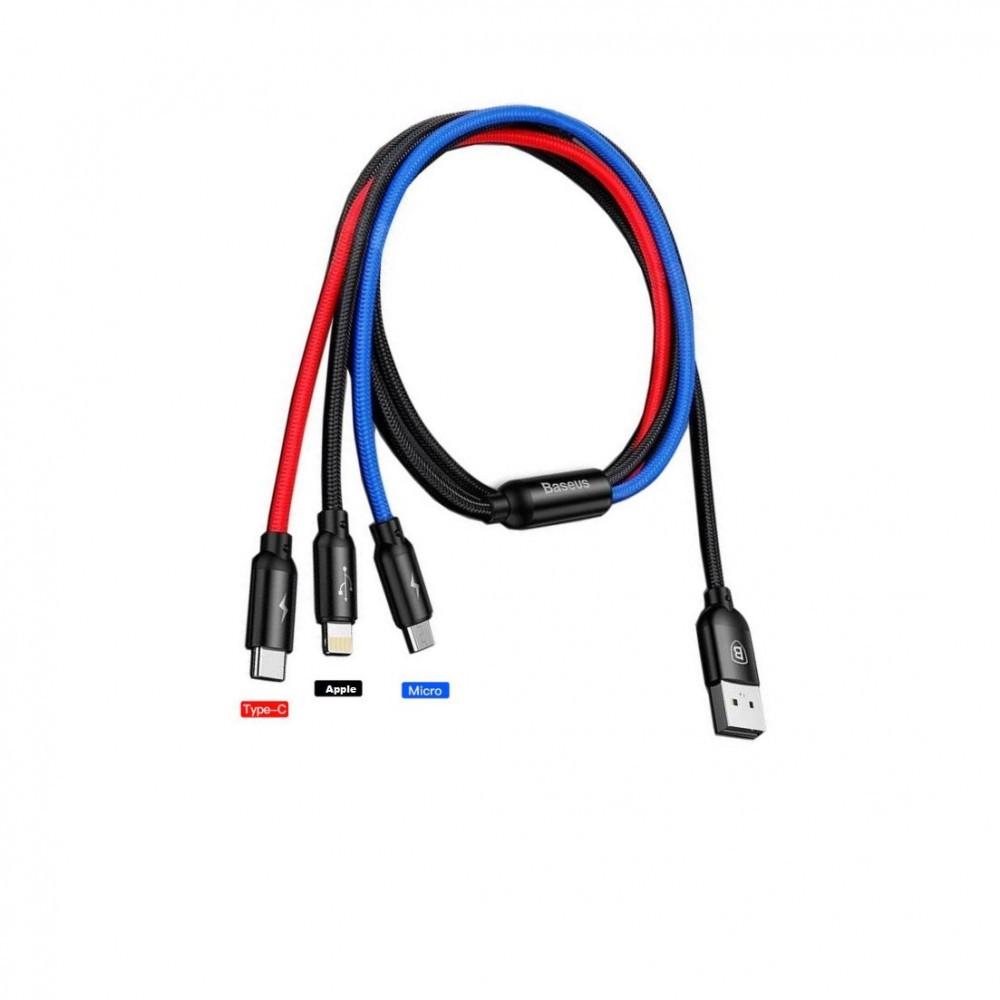 Кабель Baseus 3в1 Type-C/Lightning /microUSB USB 30 см (25397246) - фото 9 Кабель Baseus 3в1 Type-C/Lightning /microUSB USB 30 см (25397246) - фото 9