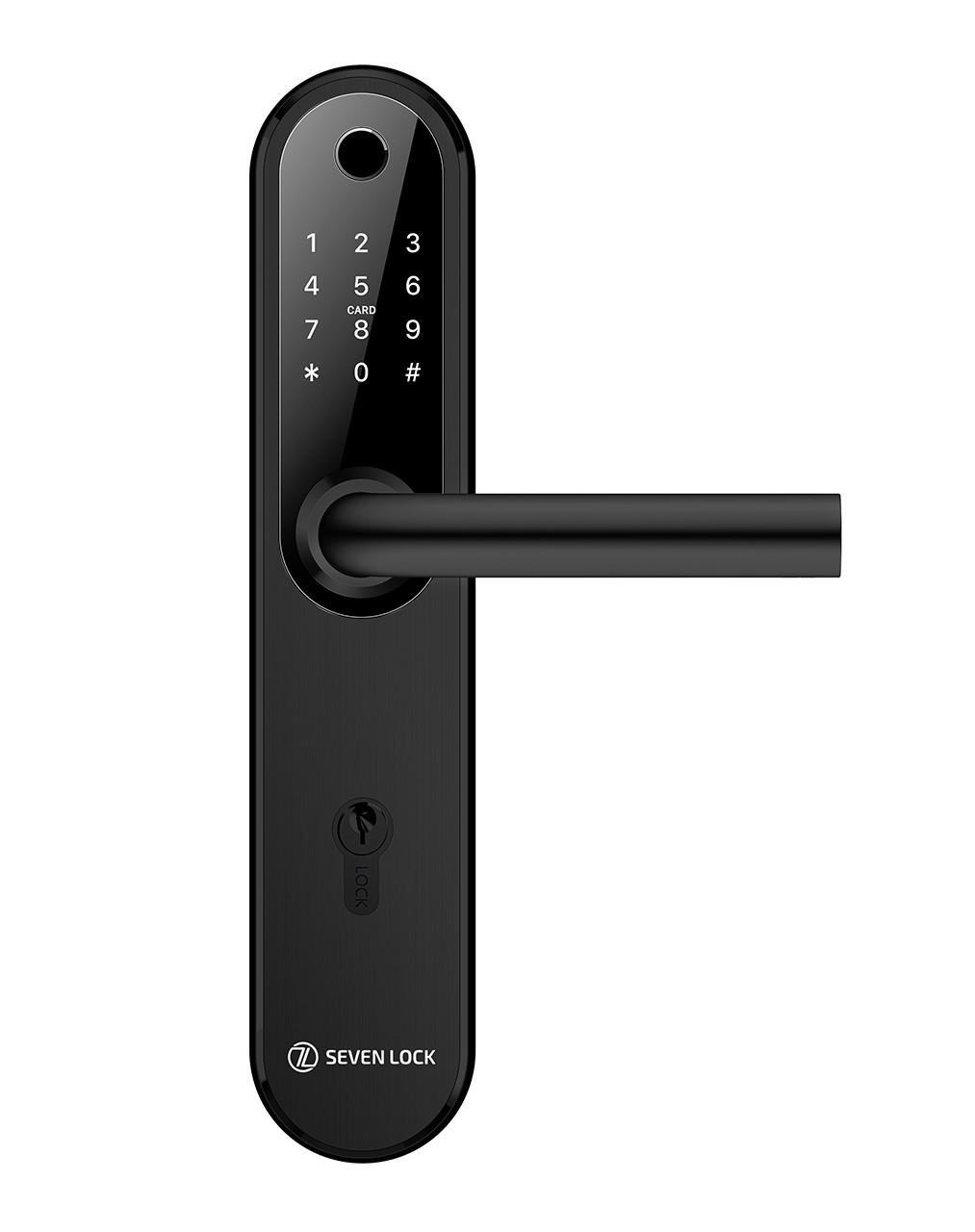 Замок дверний біометричний розумний SEVEN LOCK SL-7768BF 85 мм Black (2469237345)