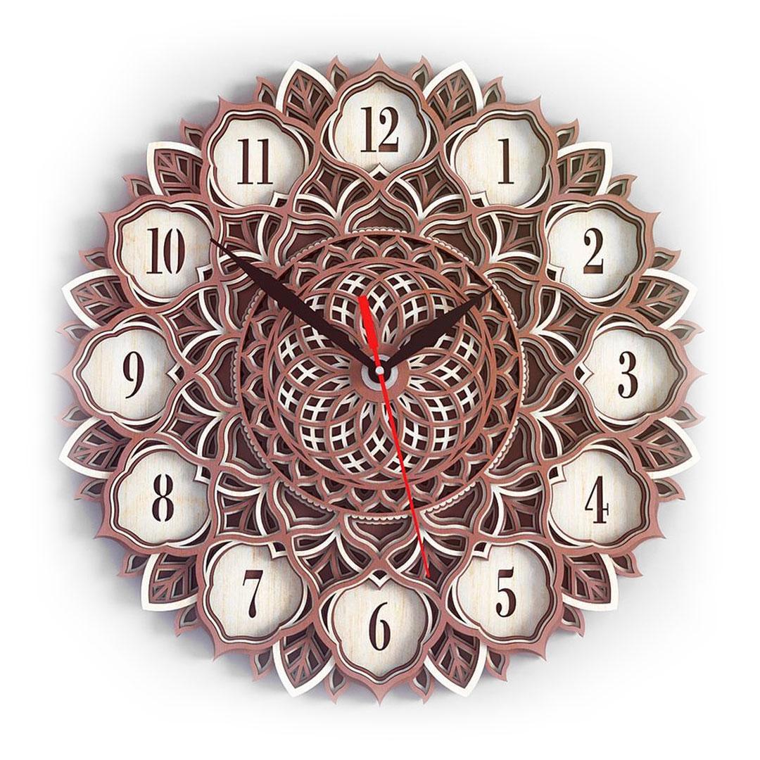 Настенные часы из дерева Мандала MCLO10002 окрашенные