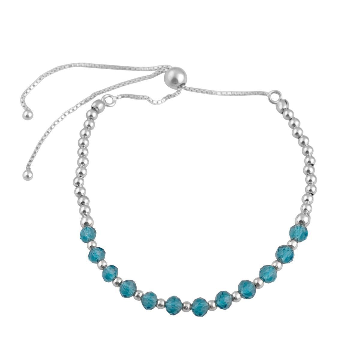 Браслет серебряный с бисером и камнями Лондонского топаза