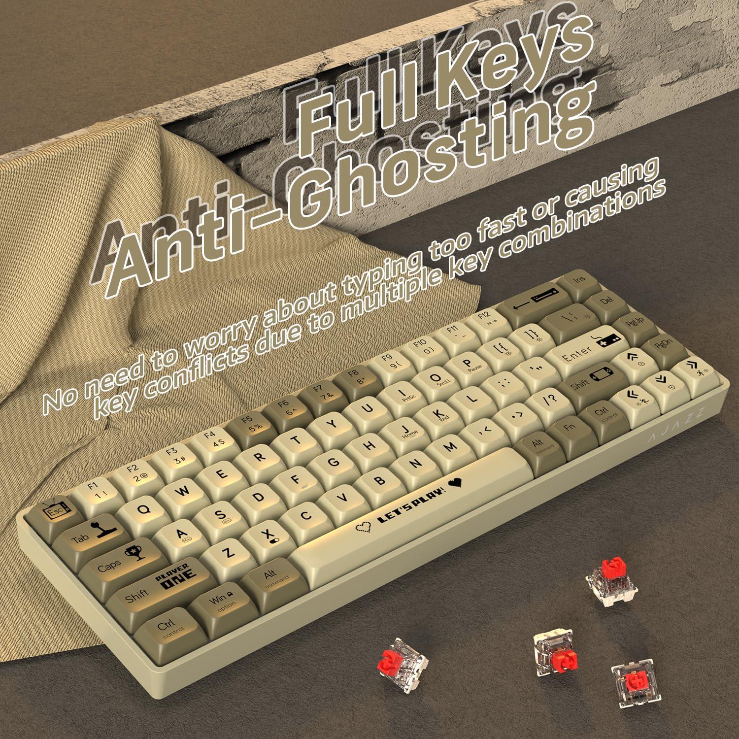 Клавиатура механическая проволока Ajazz AK680 RGB-подсветка красные светящиеся hotswap Grey - фото 7 Клавиатура механическая проволока Ajazz AK680 RGB-подсветка красные светящиеся hotswap Grey - фото 7