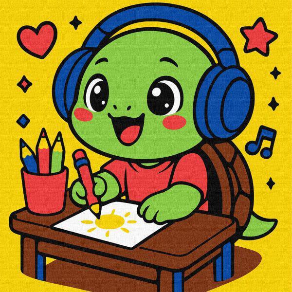 Картина за номерами Ideyka Черепашка малює 25x25 см (Id-KHO1297)