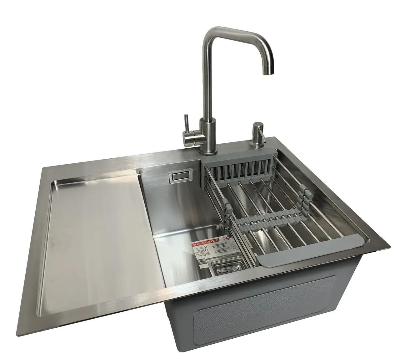 Мойка Platinum handmade PVD правая 65х50 см/кран для кухни из нержавеющей стали Мойка Platinum handmade PVD правая 65х50 см/кран для кухни из нержавеющей стали