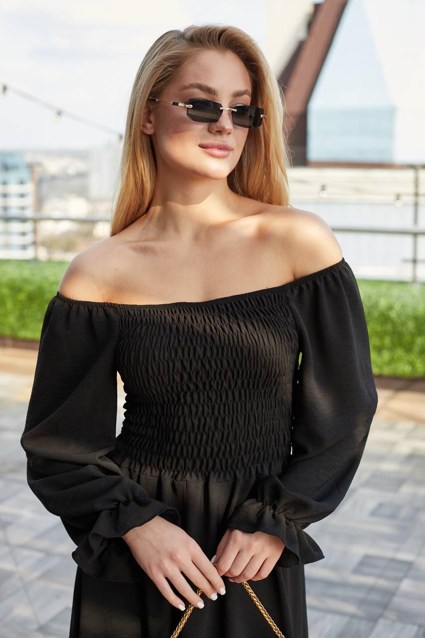 Платье женское креп-жатка р. 42-46 Черный (Г1467-237/Д) - фото 5