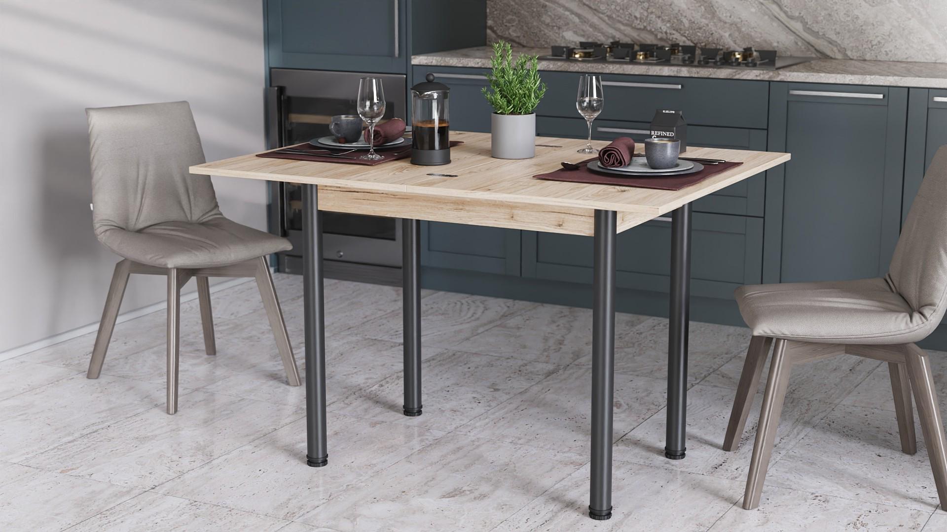 Обеденный стол-трансформер Ferrum-decor Берта металл/ДСП 16 мм 750x1400x900 мм Черный/Дуб Сан-Марино (FRD-105179) - фото 12 Обеденный стол-трансформер Ferrum-decor Берта металл/ДСП 16 мм 750x1400x900 мм Черный/Дуб Сан-Марино (FRD-105179) - фото 12