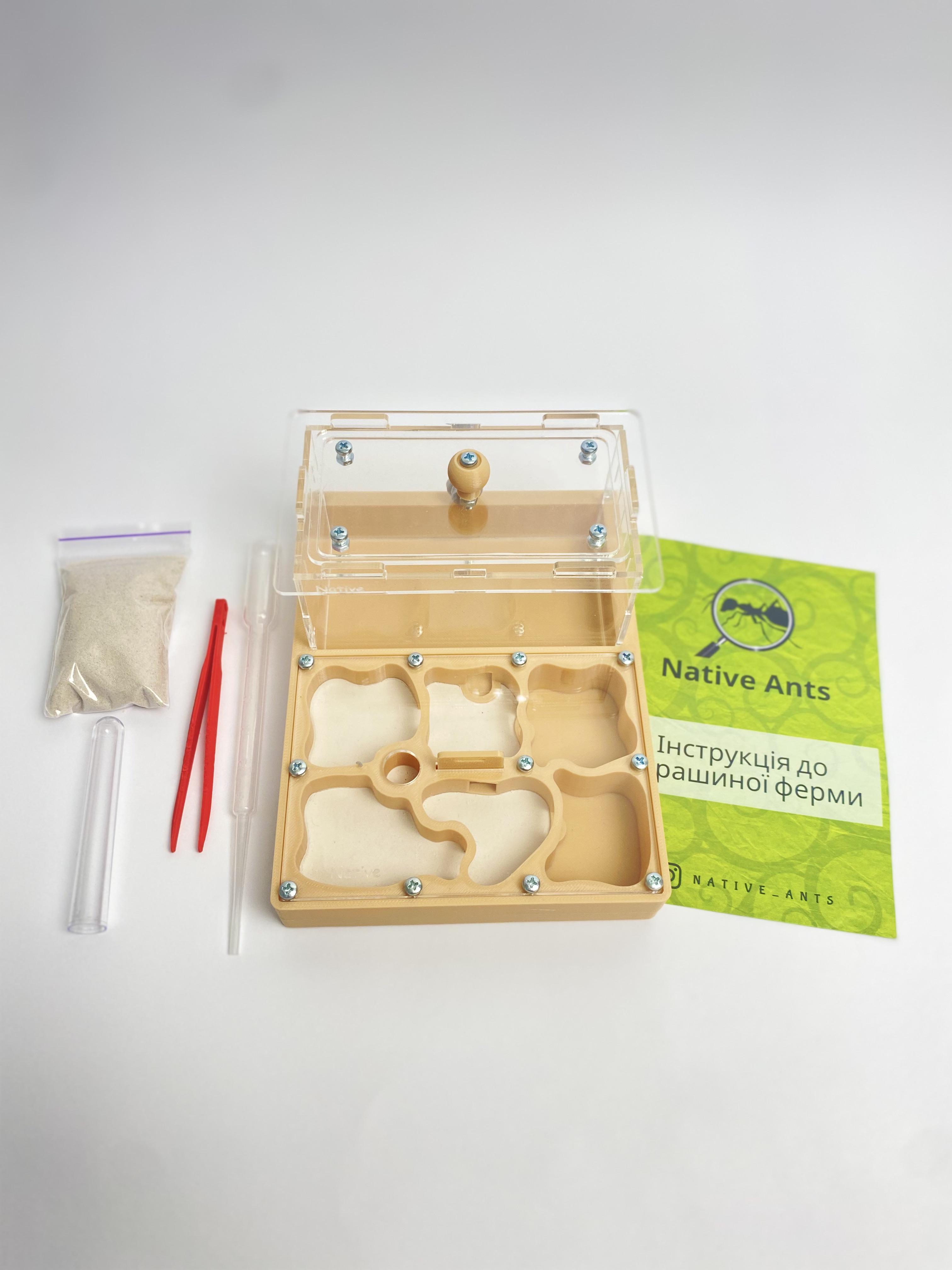 Муравьиная ферма "Стандарт" 12х16 см Формикарий с аксессуарами Бежевый (2580558189)