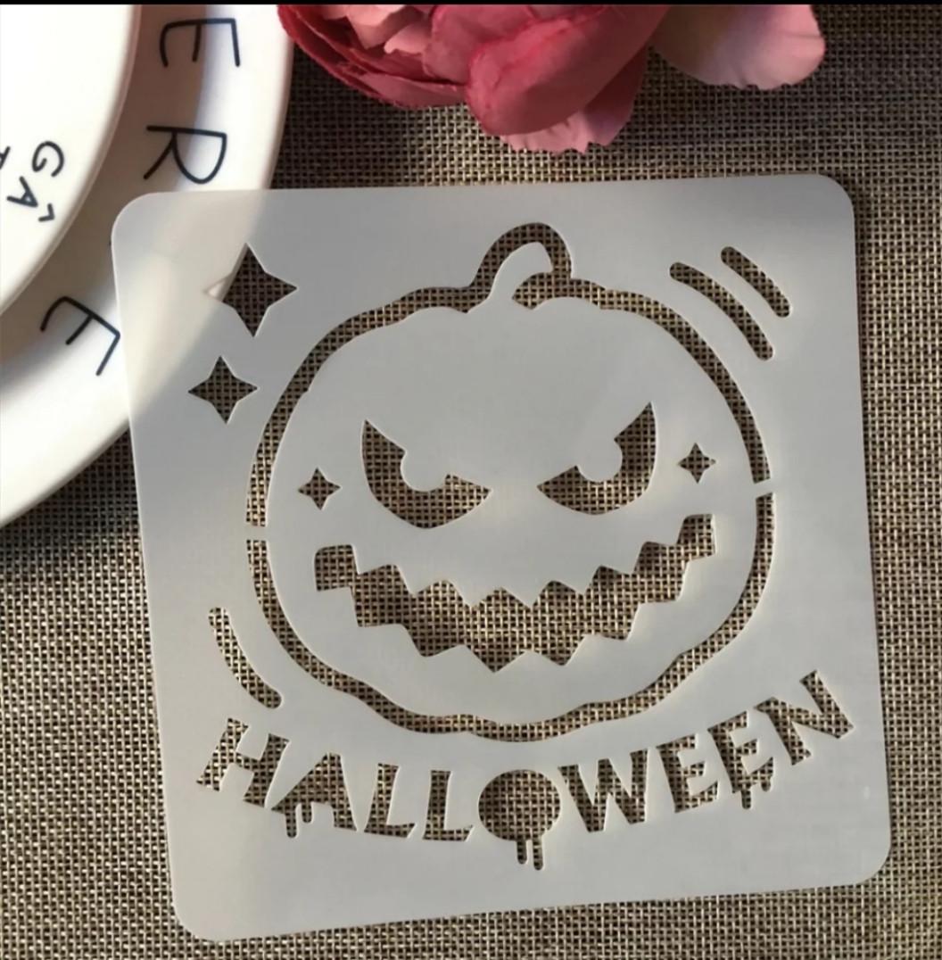 Трафарет на Хэллоуин Тыква 13х13 см Серый (7615/28)