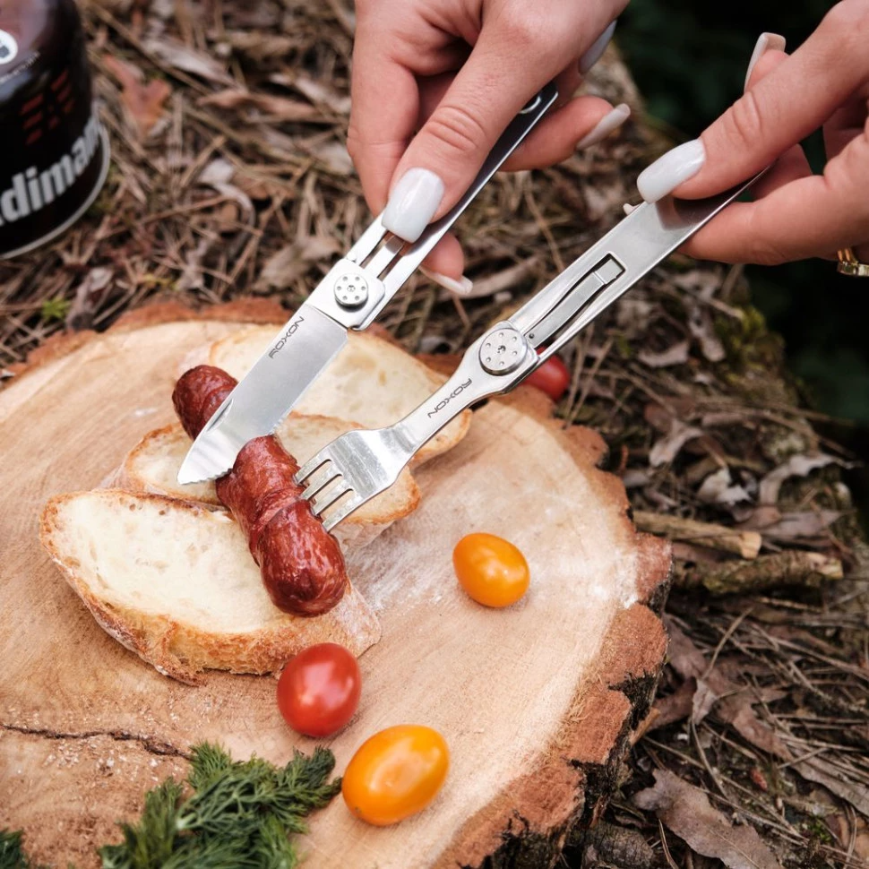 Набір столових приборів Roxon C1S 3в1 складані ложк та вилка з нержавіючої сталі (0010471) - фото 9