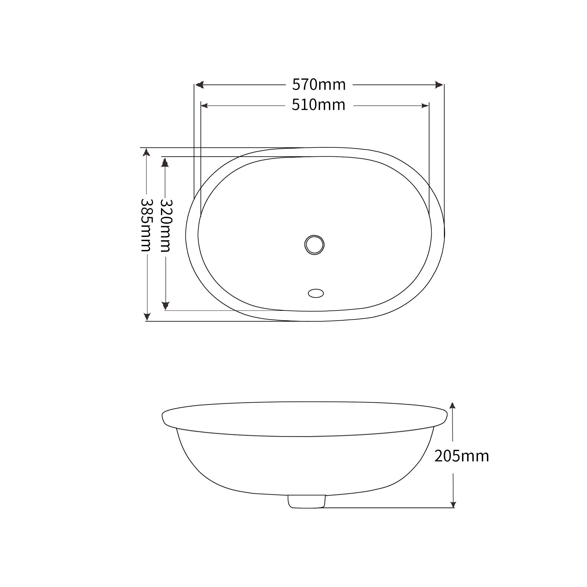 Раковина врізна під стільницю MIXXUS Premium ELLIPSE-1701 з переливом 570х385х205 мм (MP6566) - фото 2 Раковина врізна під стільницю MIXXUS Premium ELLIPSE-1701 з переливом 570х385х205 мм (MP6566) - фото 2