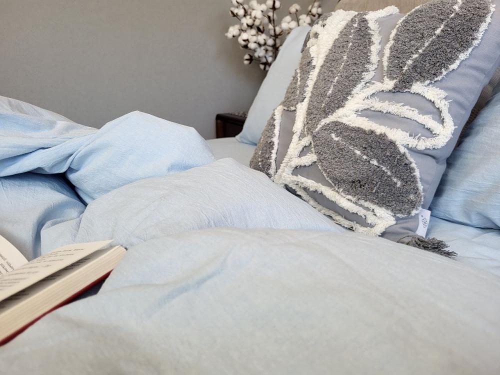 Комплект постельного белья с резинкой База хлопок евро/наволочки 50х70 см Sky Blue (W1281) - фото 2 Комплект постельного белья с резинкой База хлопок евро/наволочки 50х70 см Sky Blue (W1281) - фото 2