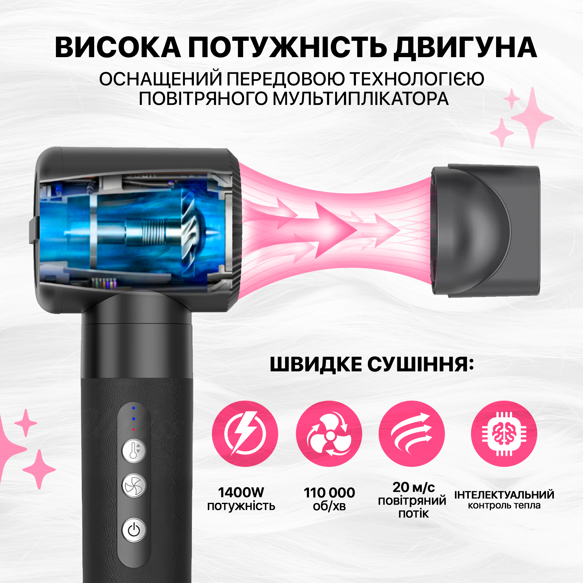 Мультистайлер Brillix Airwrap HS05 long 7 насадок Черный (WT-626-Black) - фото 9