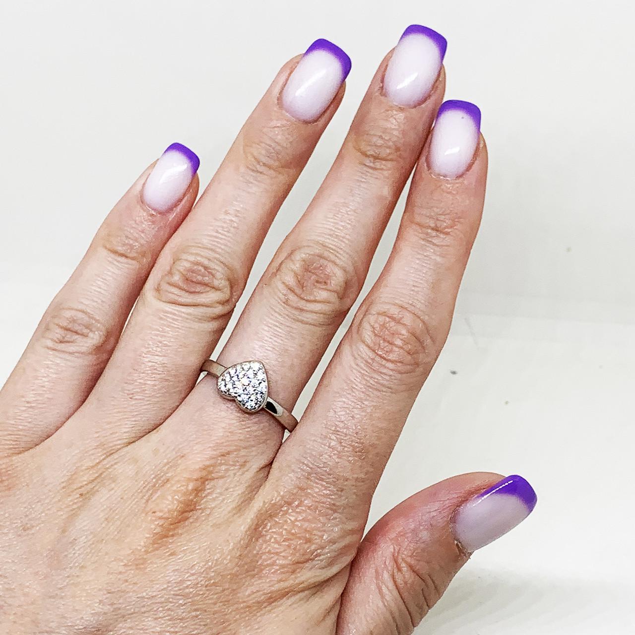 Кольцо серебряное Сердечко с кубическим цирконием р. 17 2,65 г (1655849779)