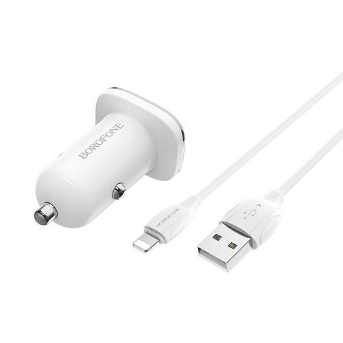 Автомобильное зарядное устройство Borofone BZ12 Lightning USB 2,4 A 5 В White (553395) - фото 2