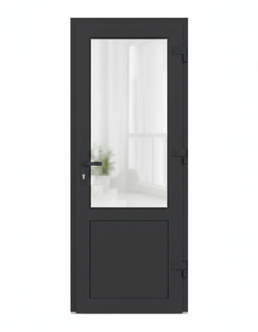 Двери входные металлопластиковые Steko 2000х800 мм ПВХ внутри с фурнитурой AXOR Антрацит/Белый (75147854158)