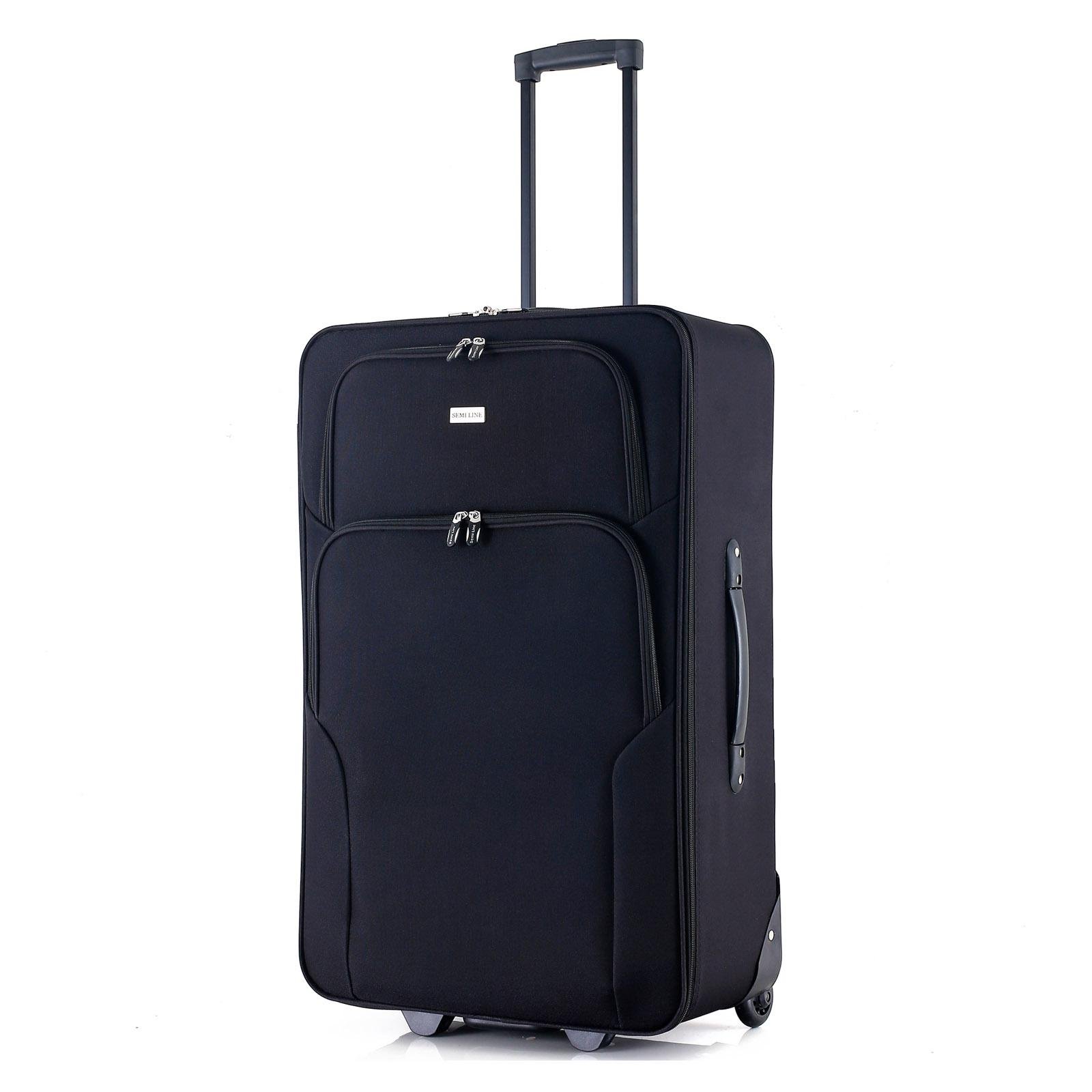 Валіза SEMI LINE 24" на 2 колесах поліестер 600D захищені колеса та 2 кишені об'єм 75 л Чорний