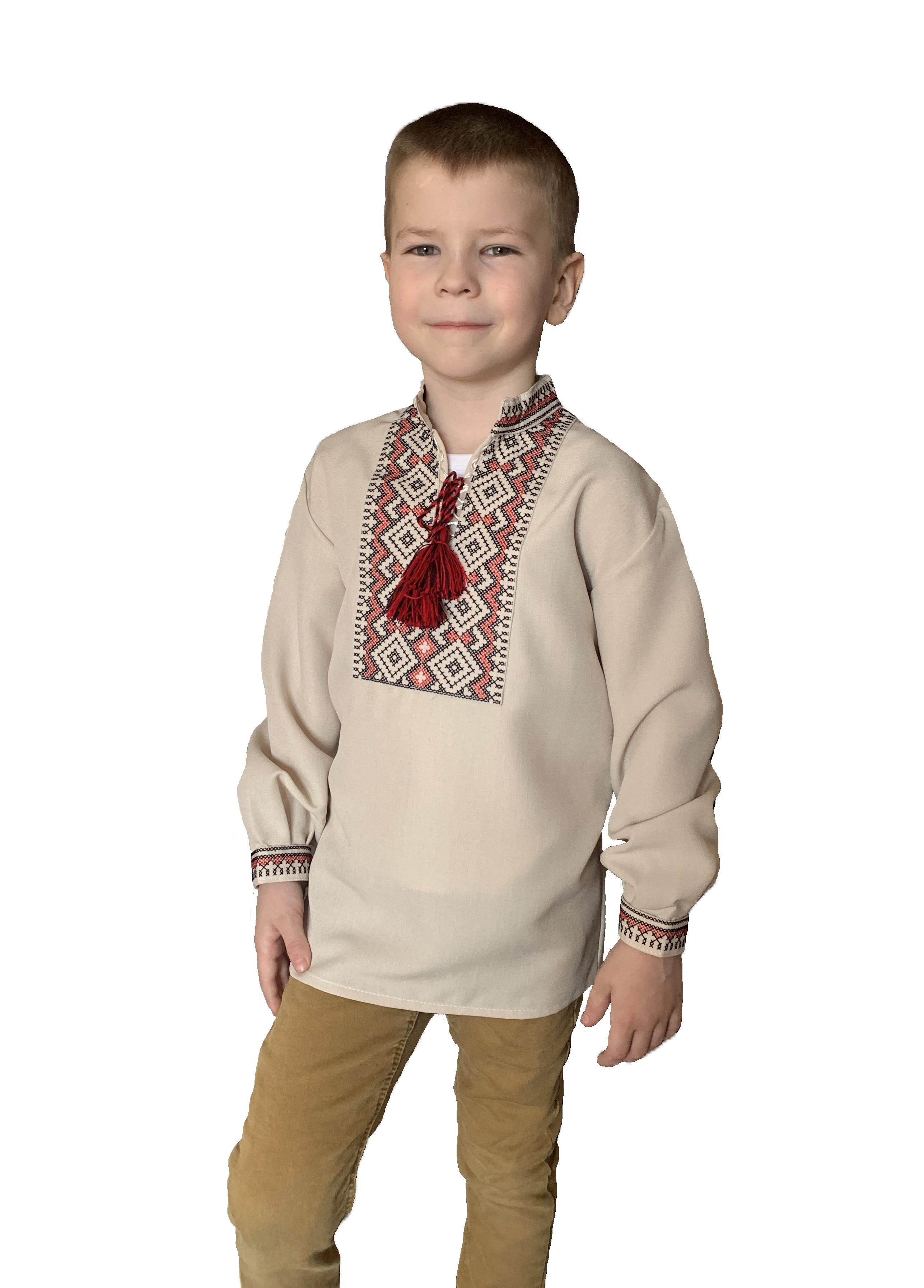 Вышиванка детская Скрипка для мальчика 134 см Бежевый/Красный (25165648) Вышиванка детская Скрипка для мальчика 134 см Бежевый/Красный (25165648)