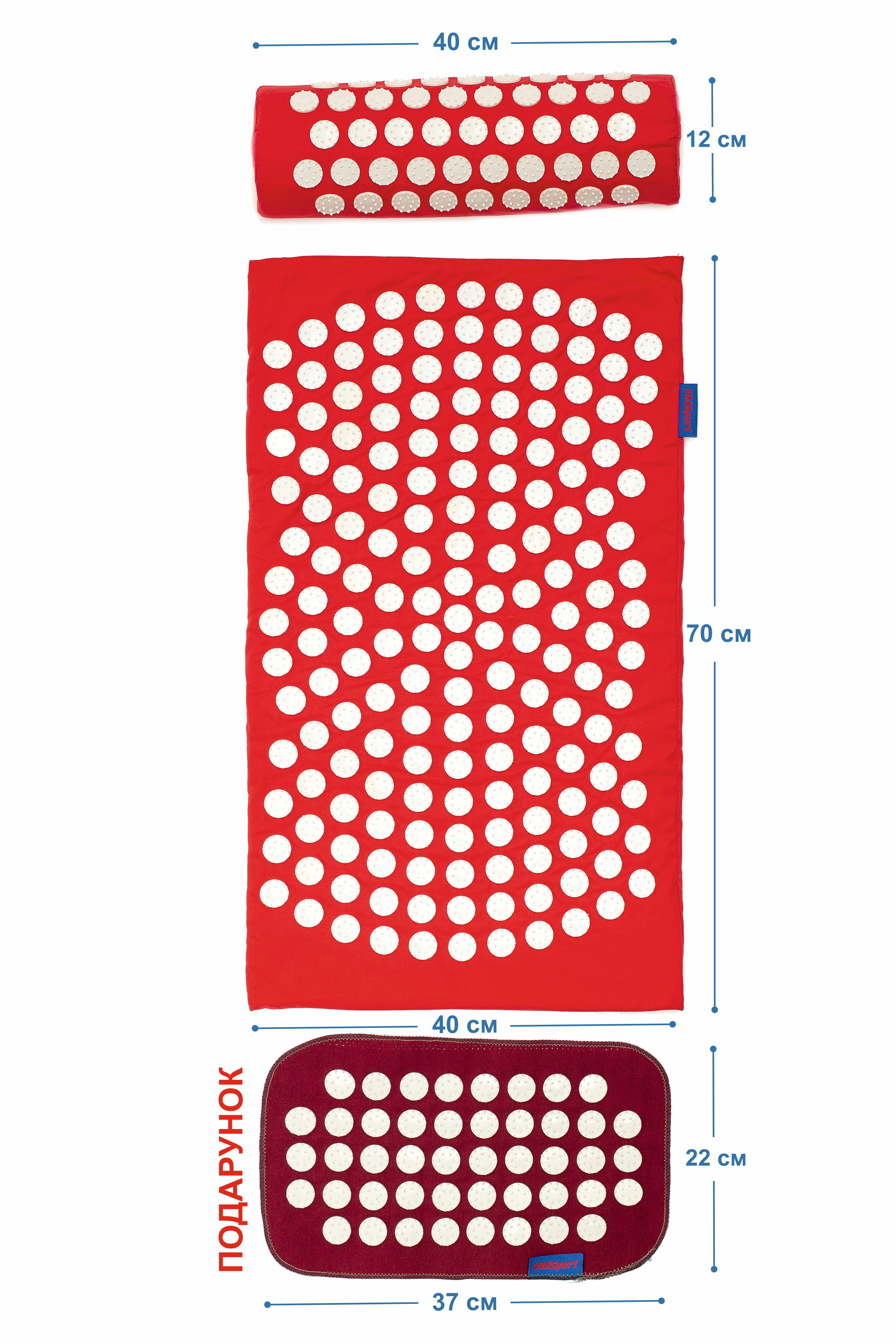 Аплікатор Кузнєцова VMSport килимок і подушка Червоний (vms-021) - фото 2