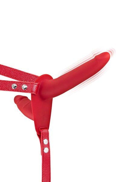 Страпон подвійний з вібрацією Fetish Tentation Vibrating Strap-On with Double Dildo Червоний (SO3752)