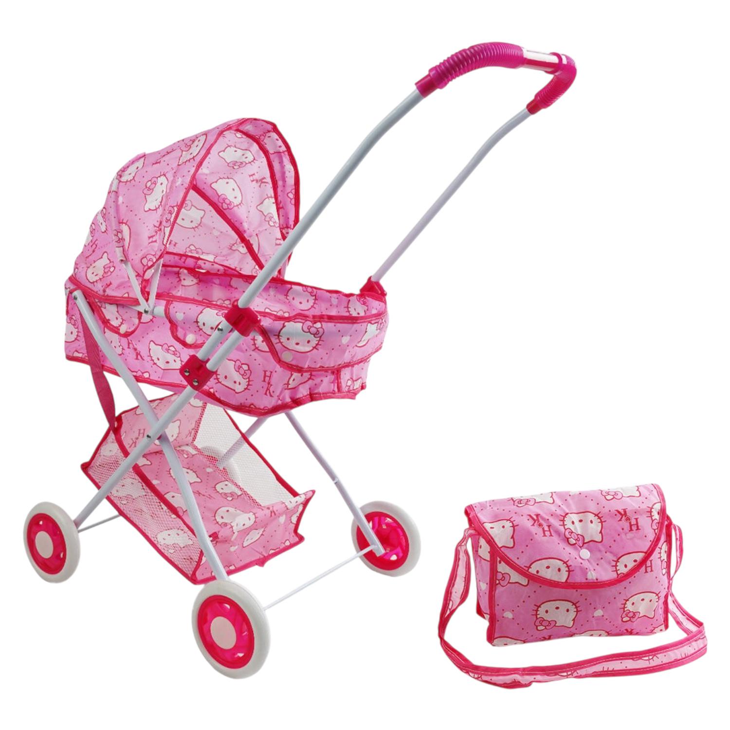Коляска для кукол TK Group ТК 19-705 складная конструкция/сумочка корзина в пакете (113887)