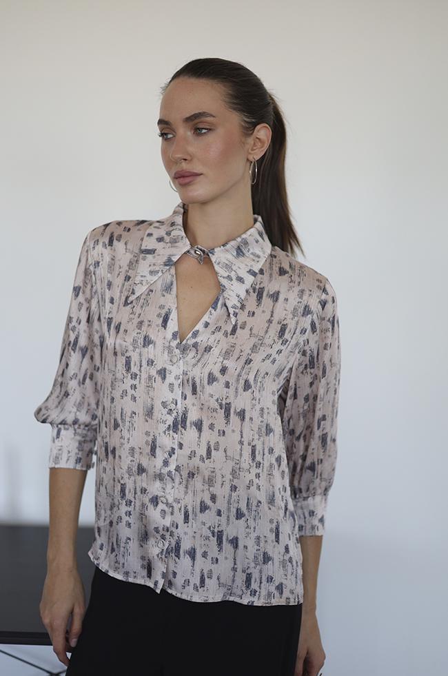 Блуза Lipar 2959 сатиновая принт р. 52 Капучино (16947471)