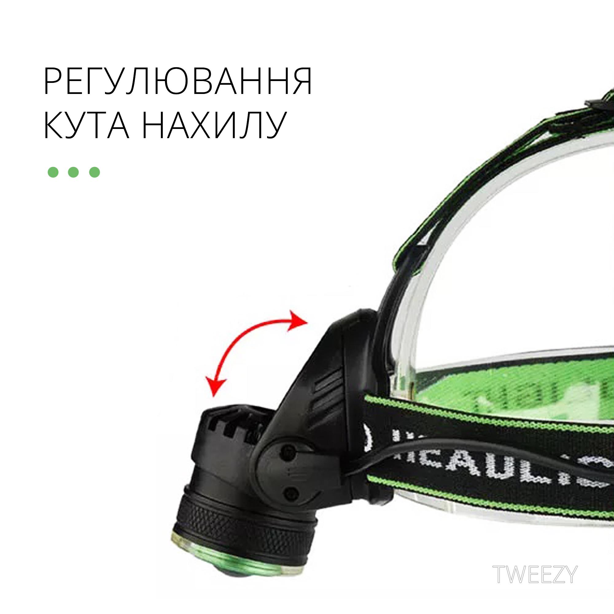 Фонарь налобный аккумуляторный Headlight LED COB с фокусировкой света Черный (00026) - фото 4