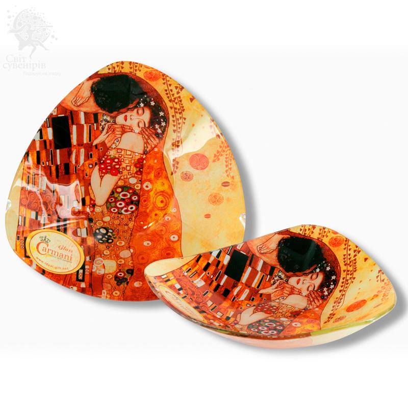 Тарелка стеклянная Саrmani Г. Климт Поцелуй 17х17 см (198-1132)