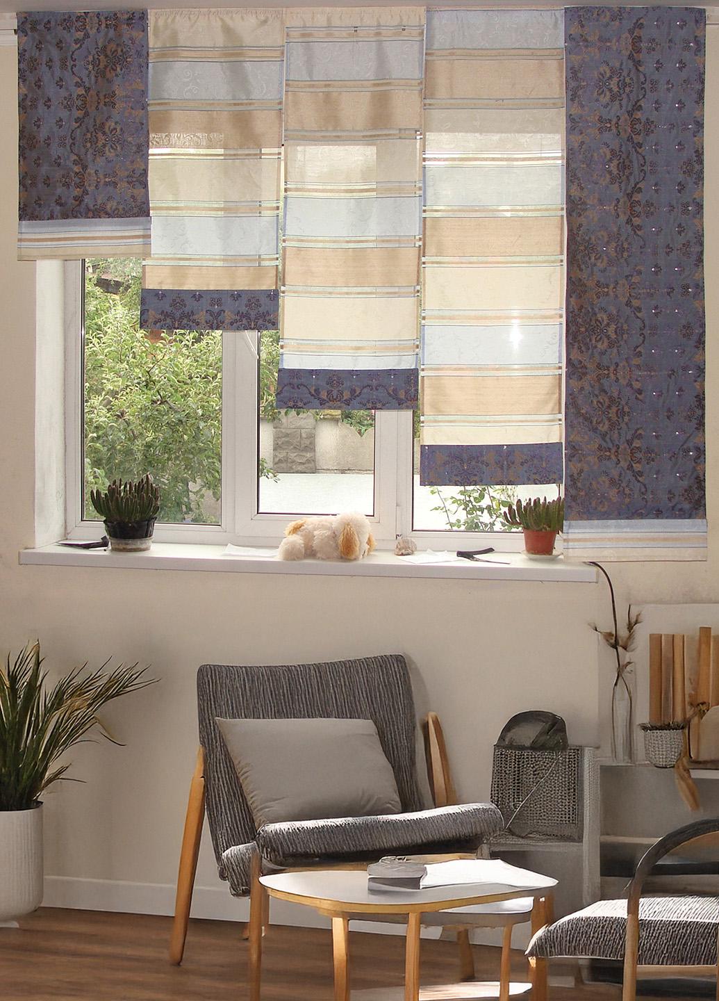 Комплект панельных занавесок Firanka карниз 220 см Арда 5 шт. Синий с золотистым (21_7п) - фото 1 Комплект панельных занавесок Firanka карниз 220 см Арда 5 шт. Синий с золотистым (21_7п) - фото 1