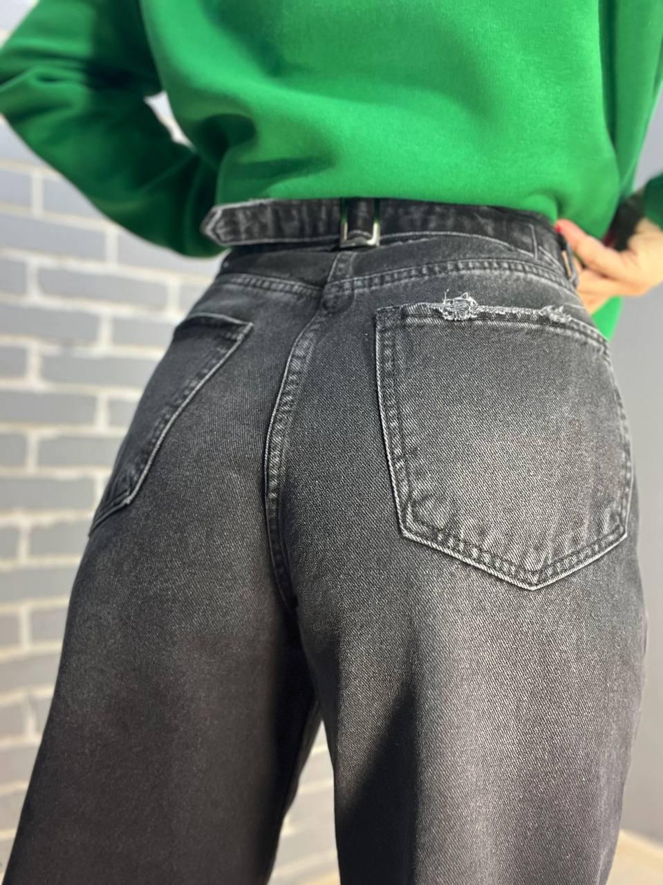 Джинси жіночі Q-4 3013 Skaiter баггі вільні оверсайз шви на колінах затяжка на таліі р. 31 Чорний (3043) - фото 3 Джинси жіночі Q-4 3013 Skaiter баггі вільні оверсайз шви на колінах затяжка на таліі р. 31 Чорний (3043) - фото 3