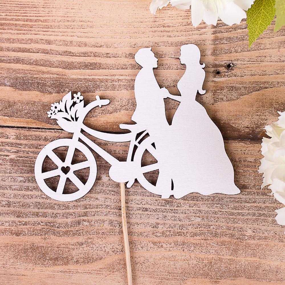 Топпер силуэты Молодожены и велосипед (4332-1)