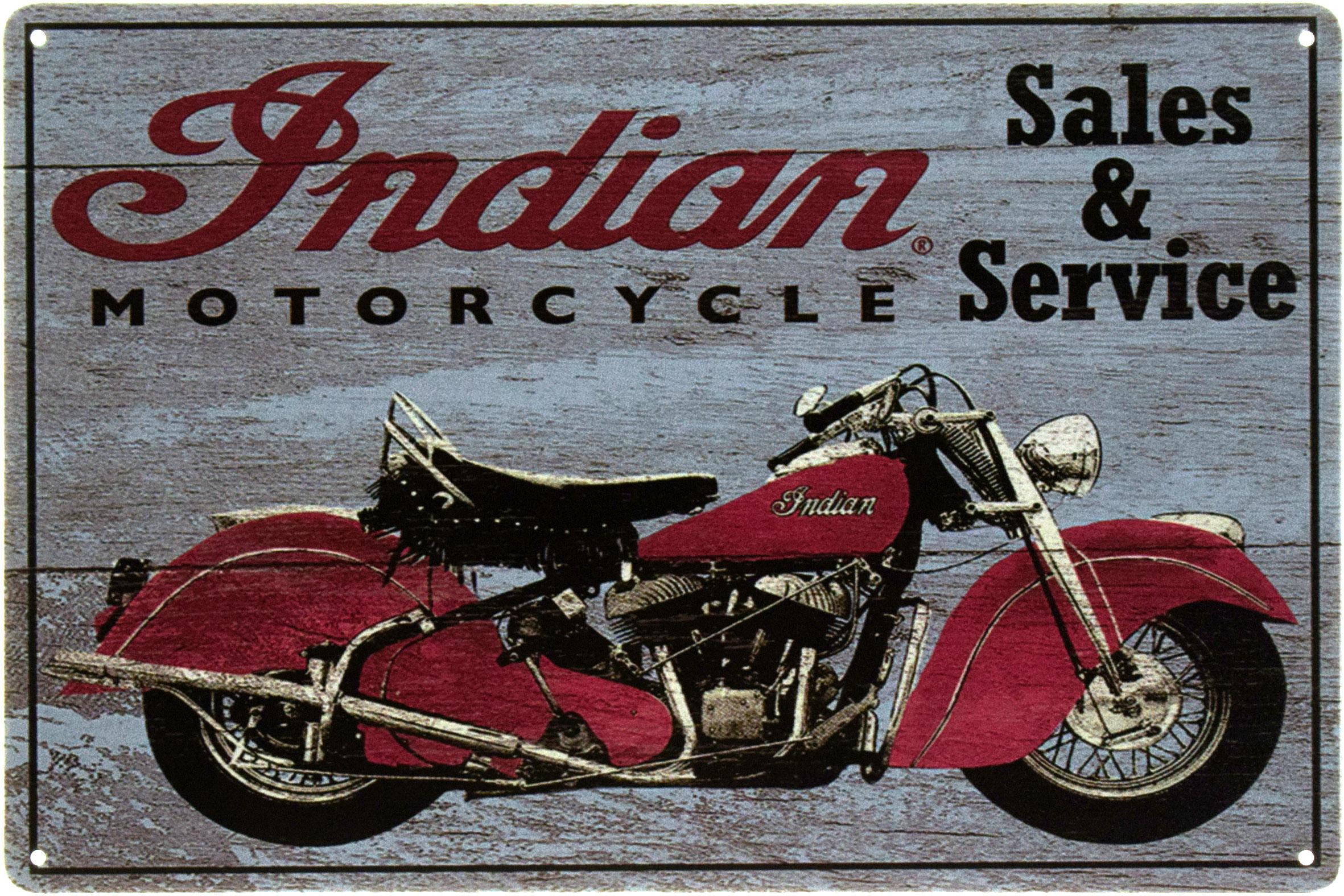 Металлическая табличка Indian Motorcycle Sales & Service 20x30 см