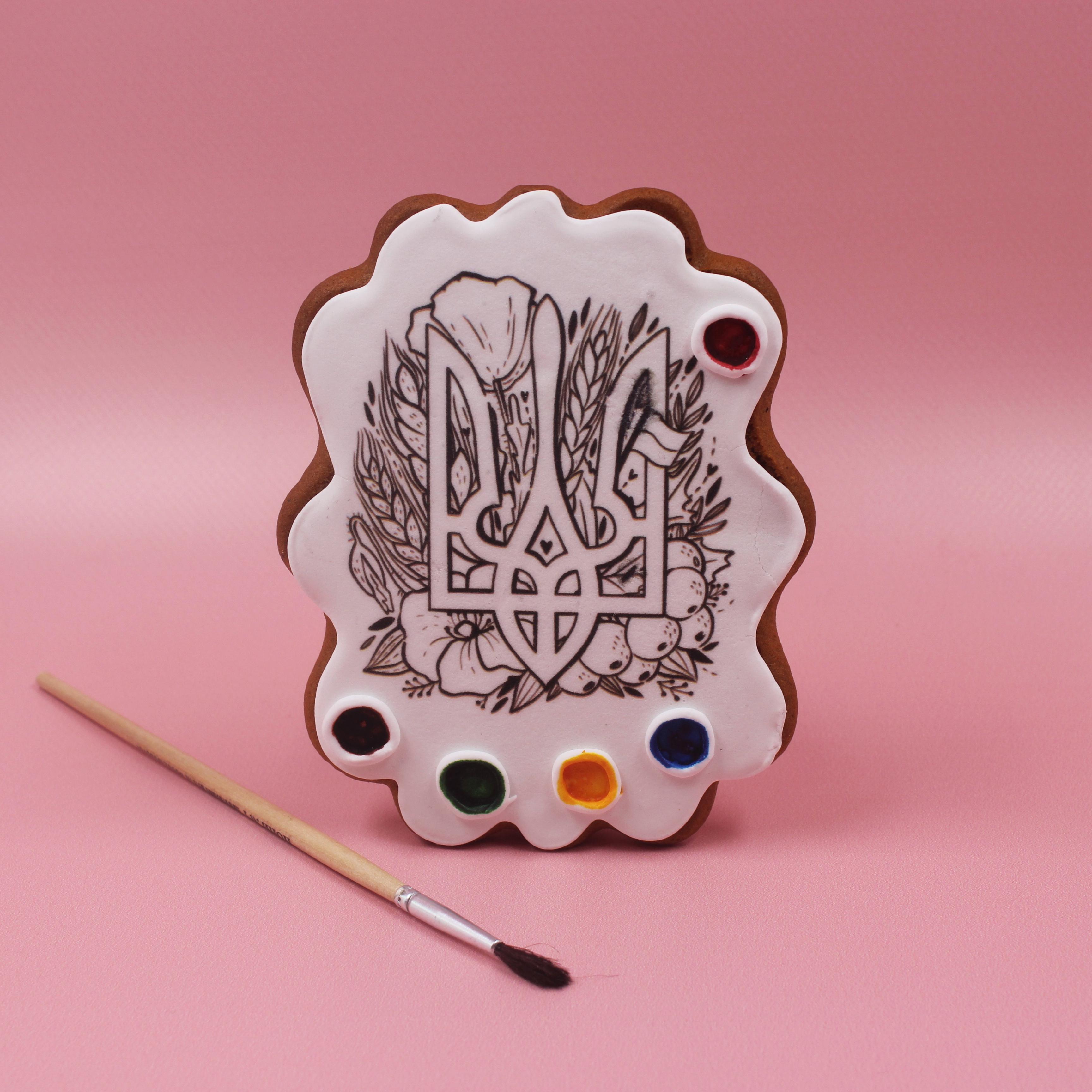 Имбирное печенье Герб Украины 95 г пряник-раскраска Трезубец (3075)