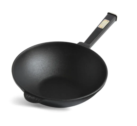 Сковорода чавунна Brizoll WOK з дерев'яною ручкою та скляною кришкою 2,8 л Black (W26HP1-6) - фото 2 Сковорода чавунна Brizoll WOK з дерев'яною ручкою та скляною кришкою 2,8 л Black (W26HP1-6) - фото 2