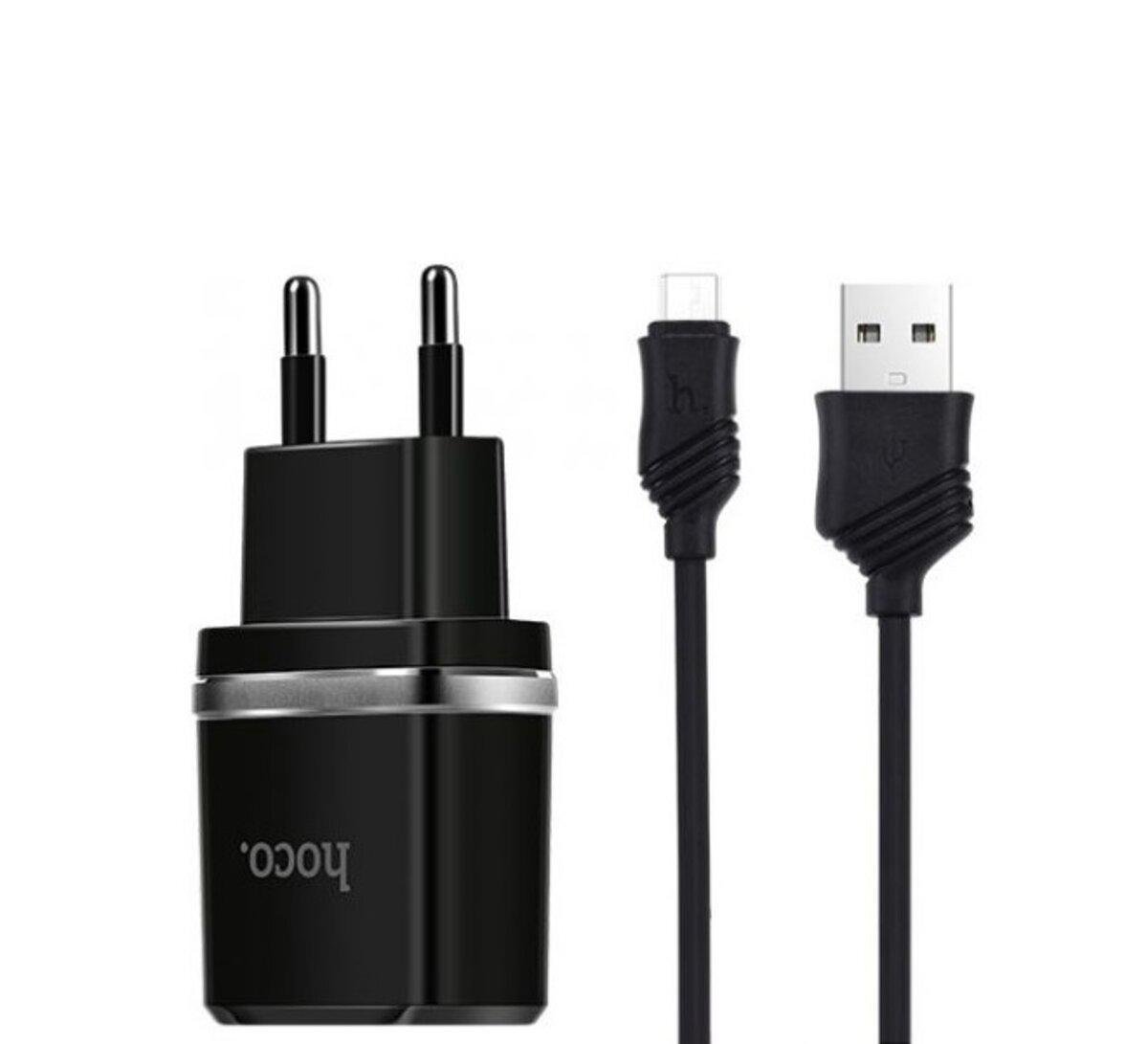 Зарядное устройство с кабелем Hoco USB to MicroUSB C12 Smart 2 USB Black (563757) Зарядное устройство с кабелем Hoco USB to MicroUSB C12 Smart 2 USB Black (563757)