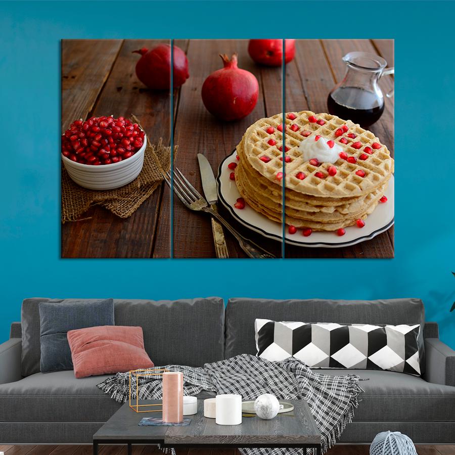 Настенний декор Бельгийские вафли с белым кремом и гранатовыми зернами 78x48 см (A548-3)