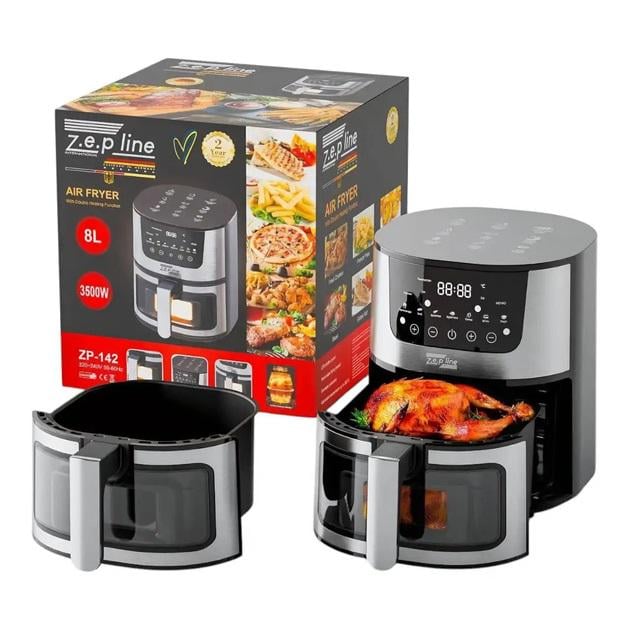 Фритюрница воздушная Zepline ZP-142 на сенсорном управлении 3500 Вт с грилем 8 л (25484226)