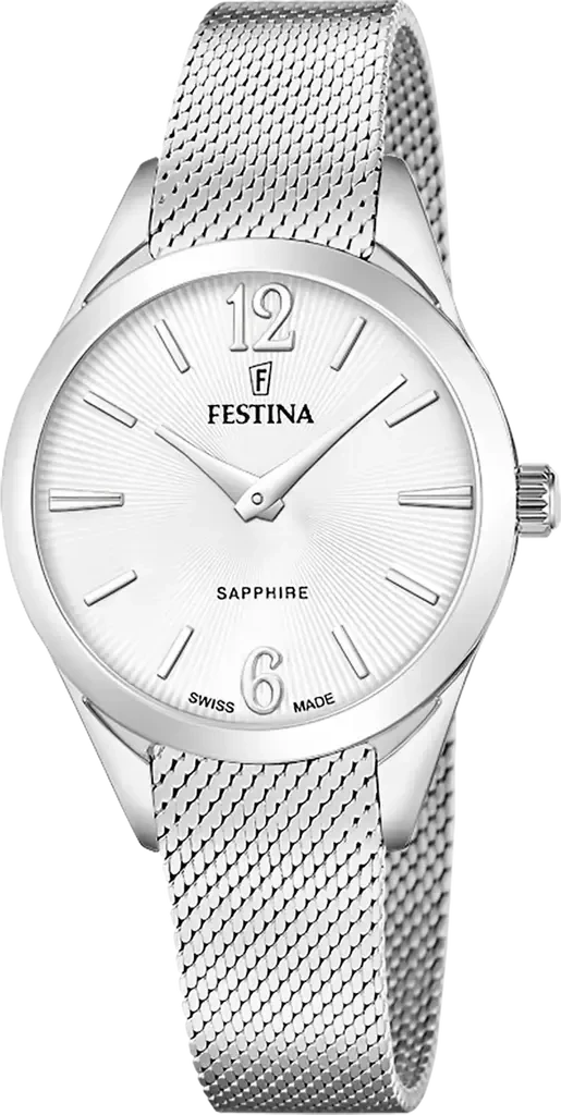 Наручные часы женские Festina F20076/1 Grace Swiss Made со стальным корпусом/сапфировым стеклом WR 50 м и белым циферблатом Наручные часы женские Festina F20076/1 Grace Swiss Made со стальным корпусом/сапфировым стеклом WR 50 м и белым циферблатом