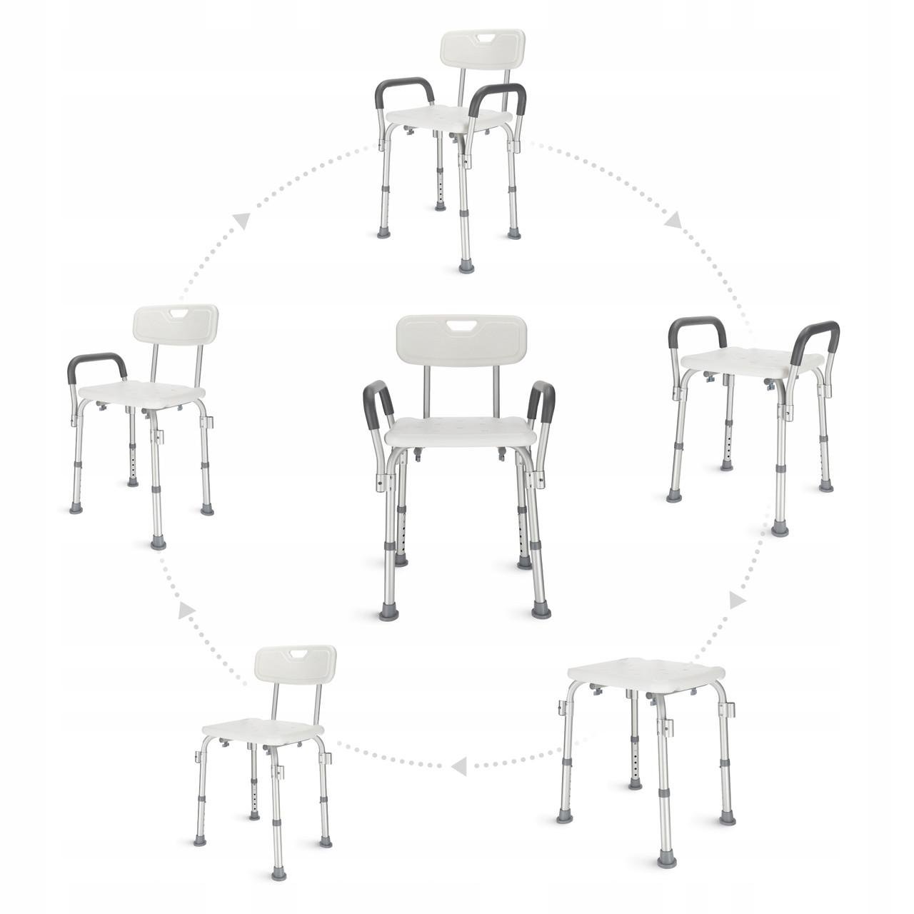 Крісло для ванної та душа регульоване 4fizjo зі спинкою та підлокітниками White/Grey (P-5905973403405) - фото 7 Крісло для ванної та душа регульоване 4fizjo зі спинкою та підлокітниками White/Grey (P-5905973403405) - фото 7