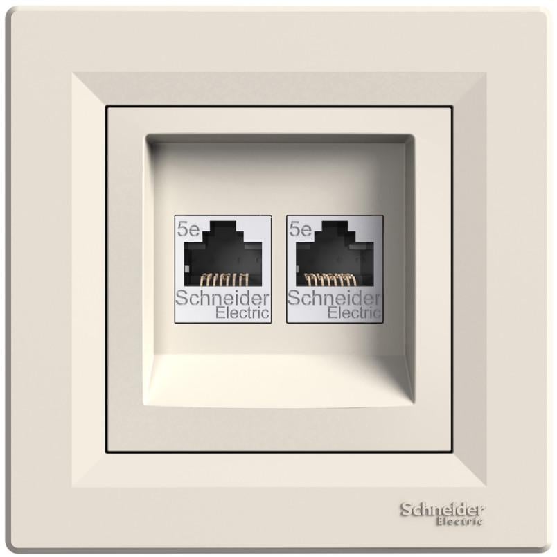 Розетка компьютерная Schneider Electric Asfora ABS RJ45 UTP 5Е с рамкой Слоновая кость (EPH4400123)