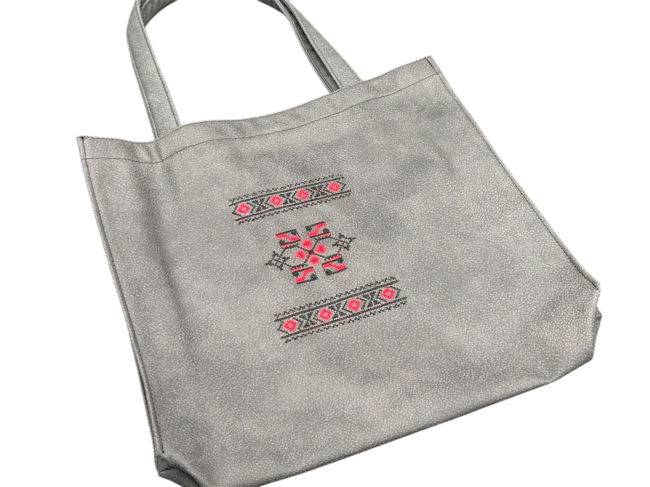 Сумка экошоппер из спанбонда с вышивкой Орнамент экосумка универсальная 37х36х6 см Серый (S-161)