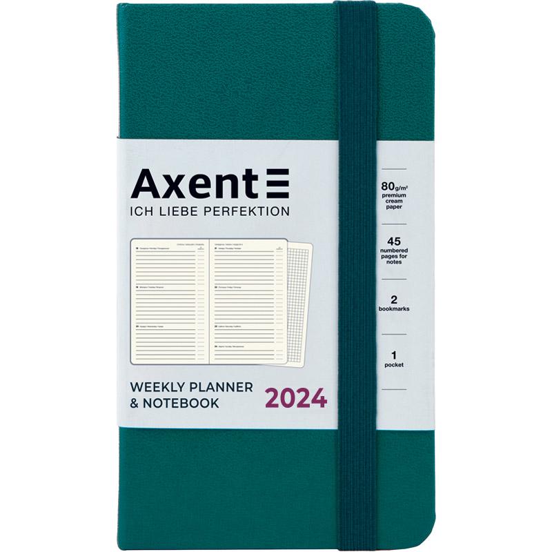 Щотижневик 2024 Axent Pocket Strong 90х150 мм 96 арк. Малахітовий (8508-24-31-A)