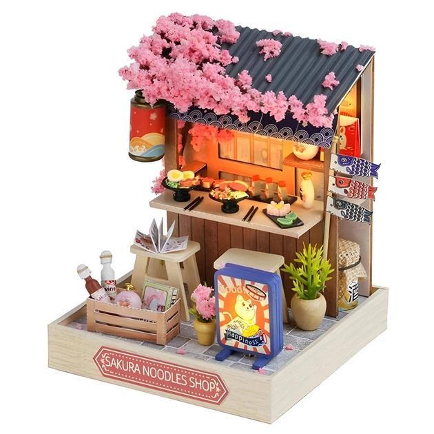 Конструктор 3D Румбокс Sakura Noodles Shop с LED-подсветкой и пылезащитным колпаком