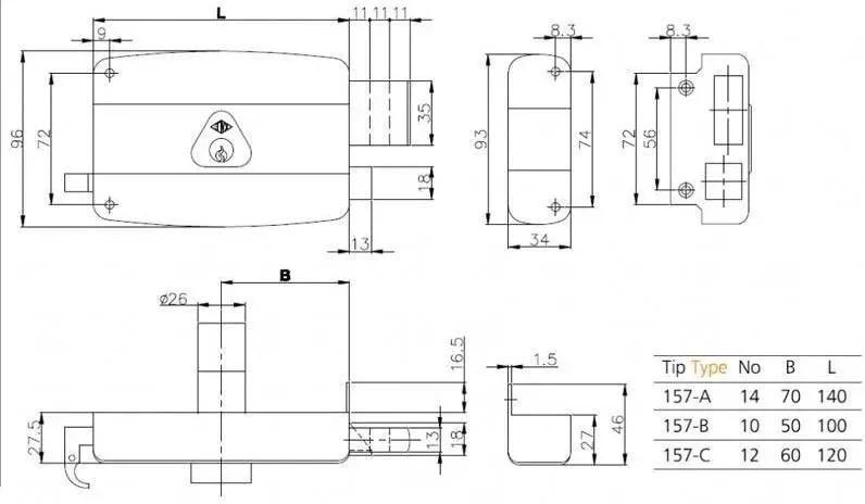 Замок Kale 157 A накладная сталь правосторонний 3 ключа 70 мм (1-30066) - фото 2 Замок Kale 157 A накладная сталь правосторонний 3 ключа 70 мм (1-30066) - фото 2